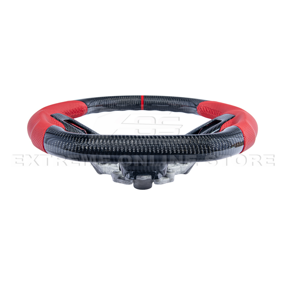 2015-23 Mustang Red Leather Red Stitching Carbon Fiber Steering Wheel image 9