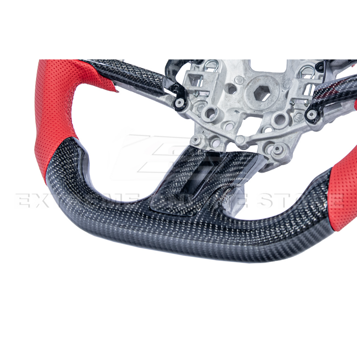 2015-23 Mustang Red Leather Red Stitching Carbon Fiber Steering Wheel image 14
