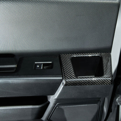2021-2026 Ford F-150 / F-150 Lightning Dry Carbon Fiber Rear Door Side Storage Cup Holder Cover Overlays image 5
