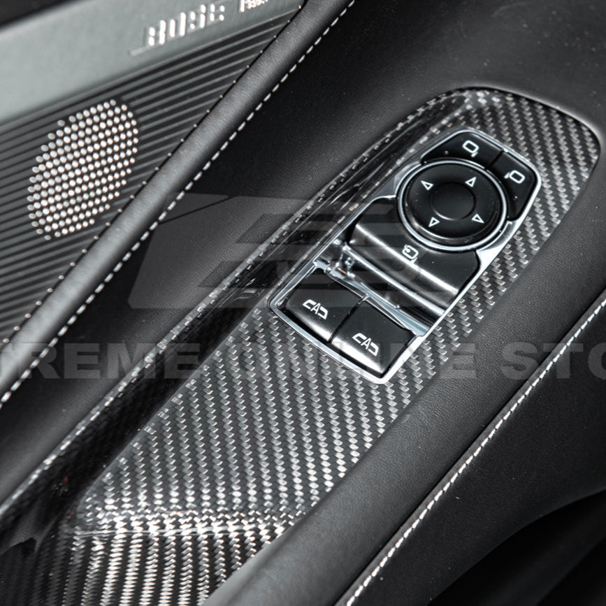 Corvette C8 Coupe DRY CARBON FIBER Side Window Switch Control Panel Cover image 7