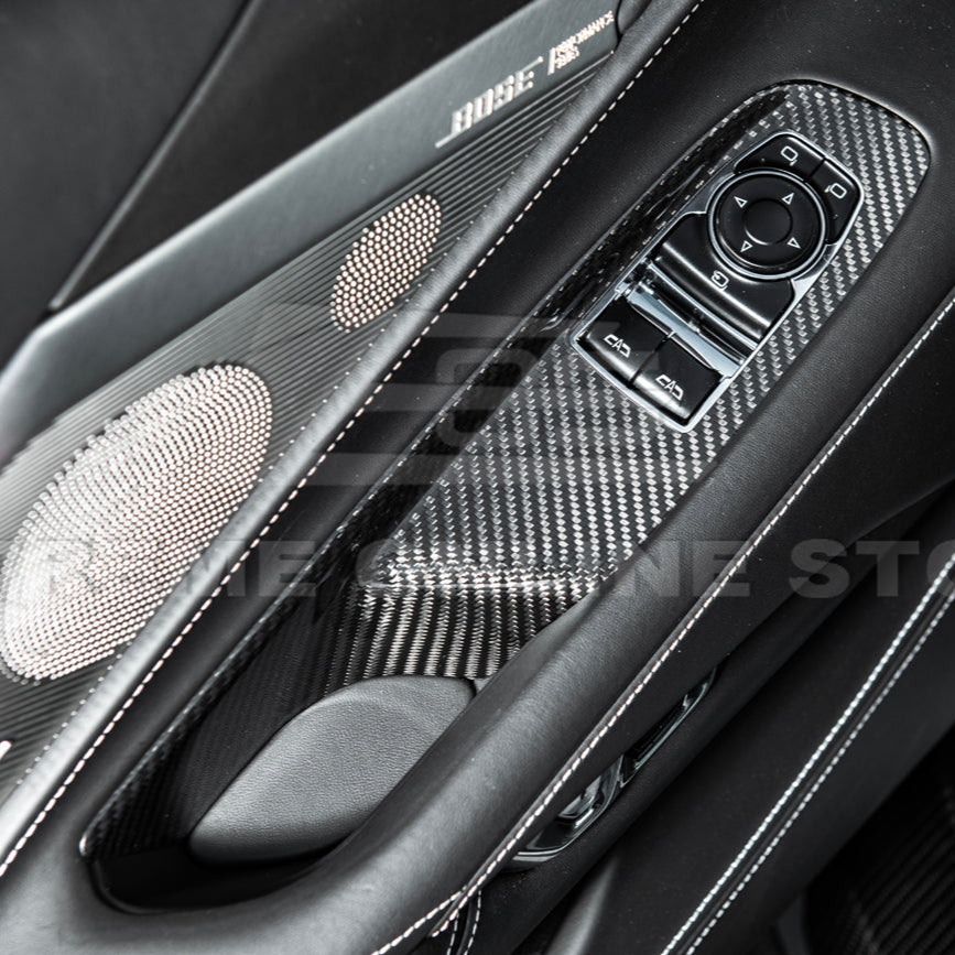 Corvette C8 Coupe DRY CARBON FIBER Side Window Switch Control Panel Cover image 6
