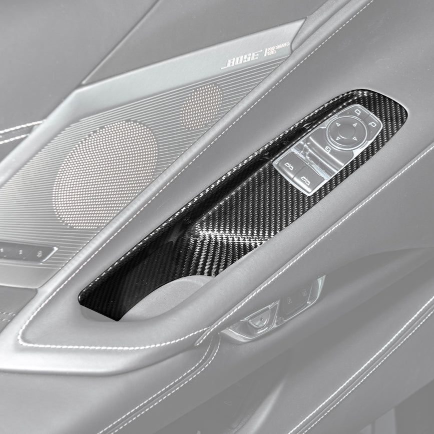 Corvette C8 Coupe DRY CARBON FIBER Side Window Switch Control Panel Cover image 3