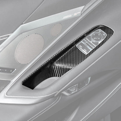 Corvette C8 Coupe DRY CARBON FIBER Side Window Switch Control Panel Cover image 3