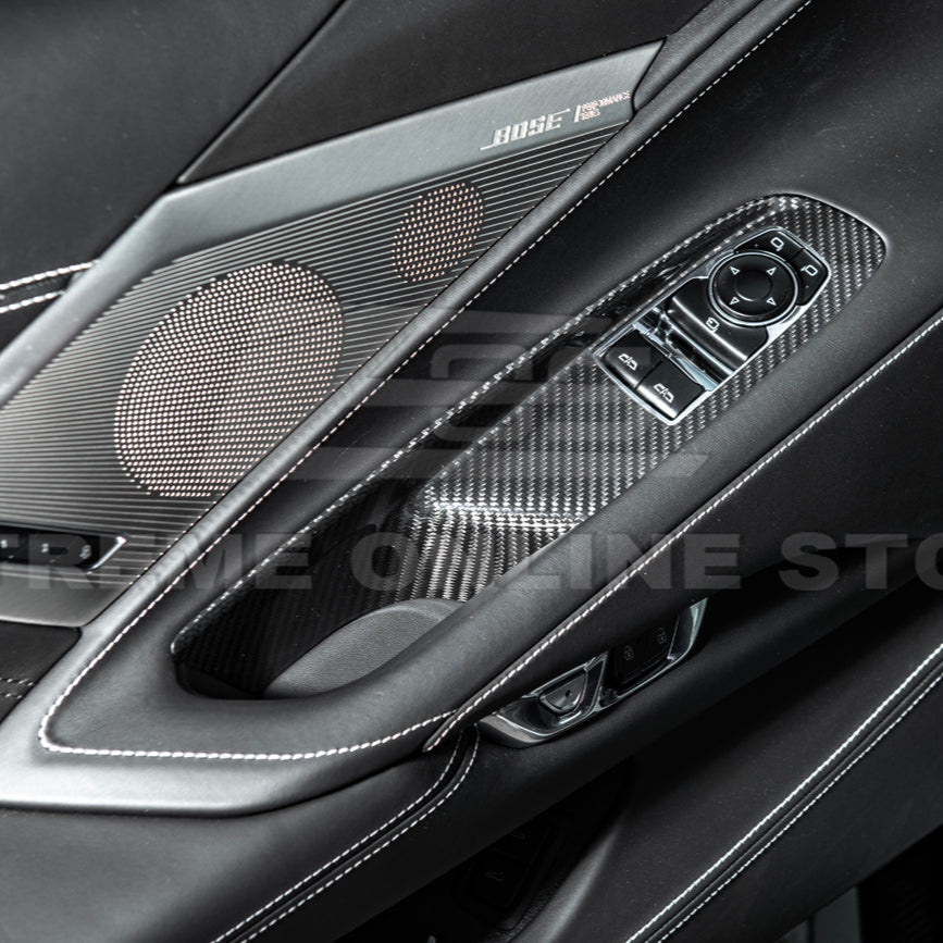 Corvette C8 Coupe DRY CARBON FIBER Side Window Switch Control Panel Cover image 5