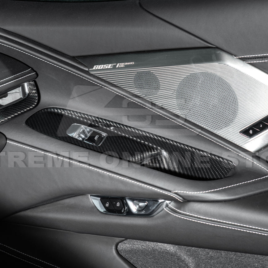 Corvette C8 Coupe DRY CARBON FIBER Side Window Switch Control Panel Cover image 9