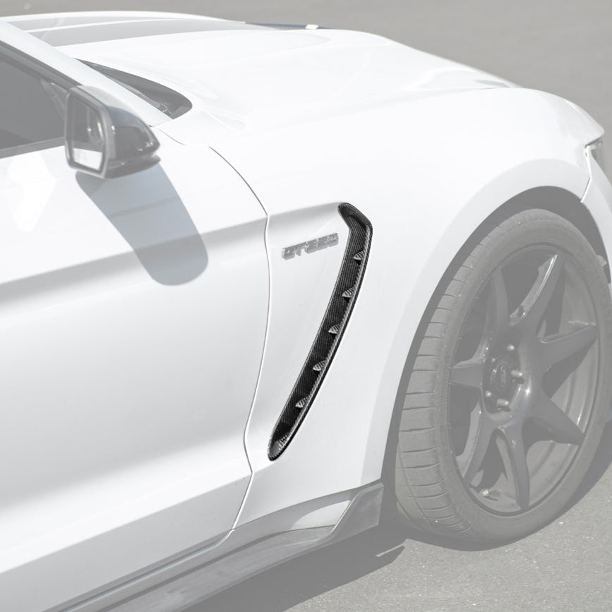 2015-20 Ford Mustang DRY Carbon Fiber Front Side Fender Vent Cover image 2