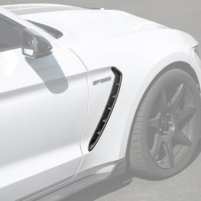 2015-20 Ford Mustang DRY Carbon Fiber Front Side Fender Vent Cover image 2