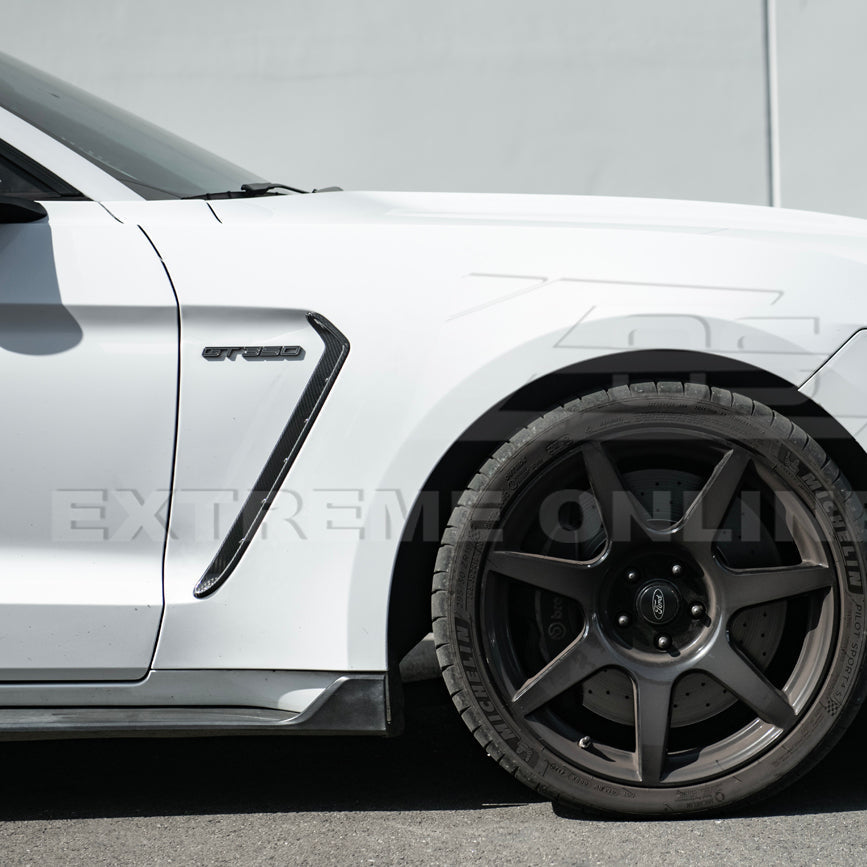 2015-20 Ford Mustang DRY Carbon Fiber Front Side Fender Vent Cover image 6