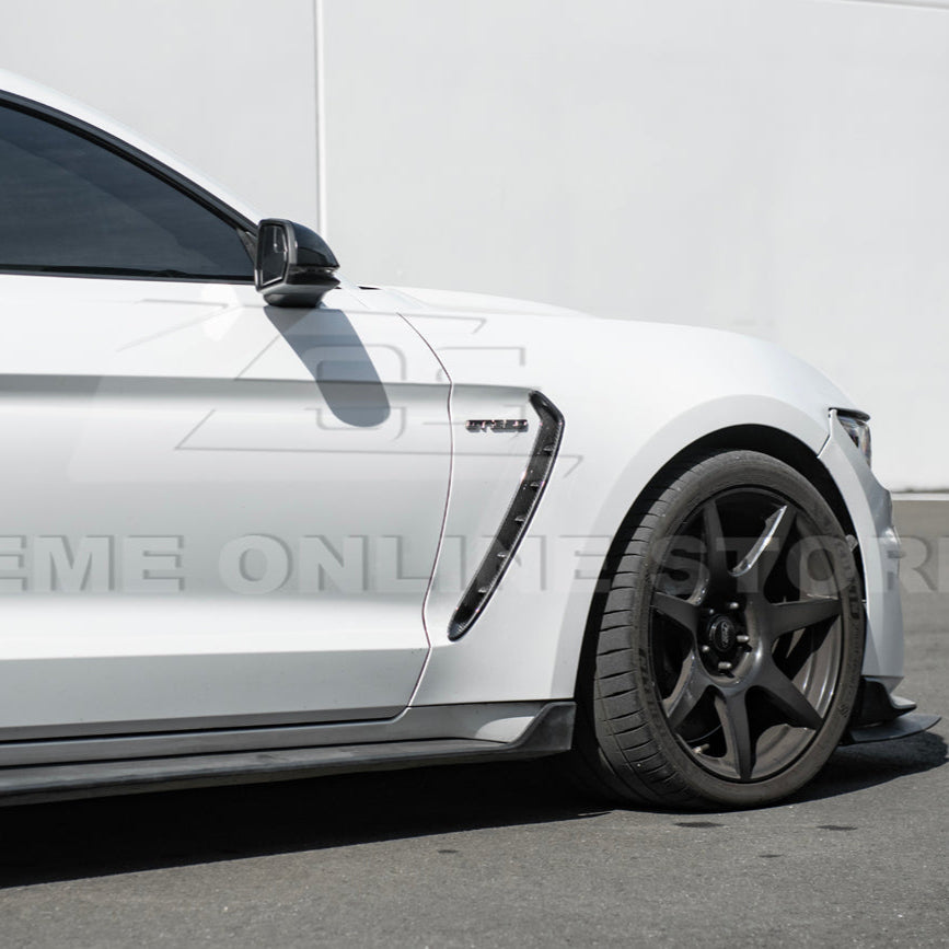 2015-20 Ford Mustang DRY Carbon Fiber Front Side Fender Vent Cover image 4