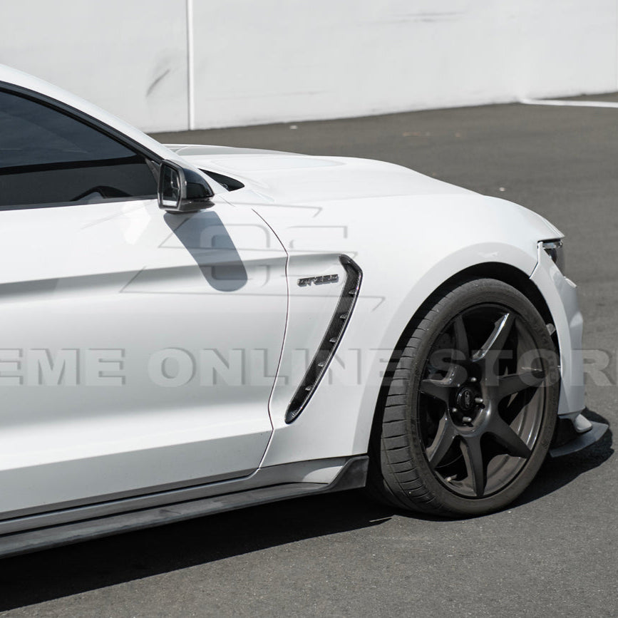 2015-20 Ford Mustang DRY Carbon Fiber Front Side Fender Vent Cover image 3