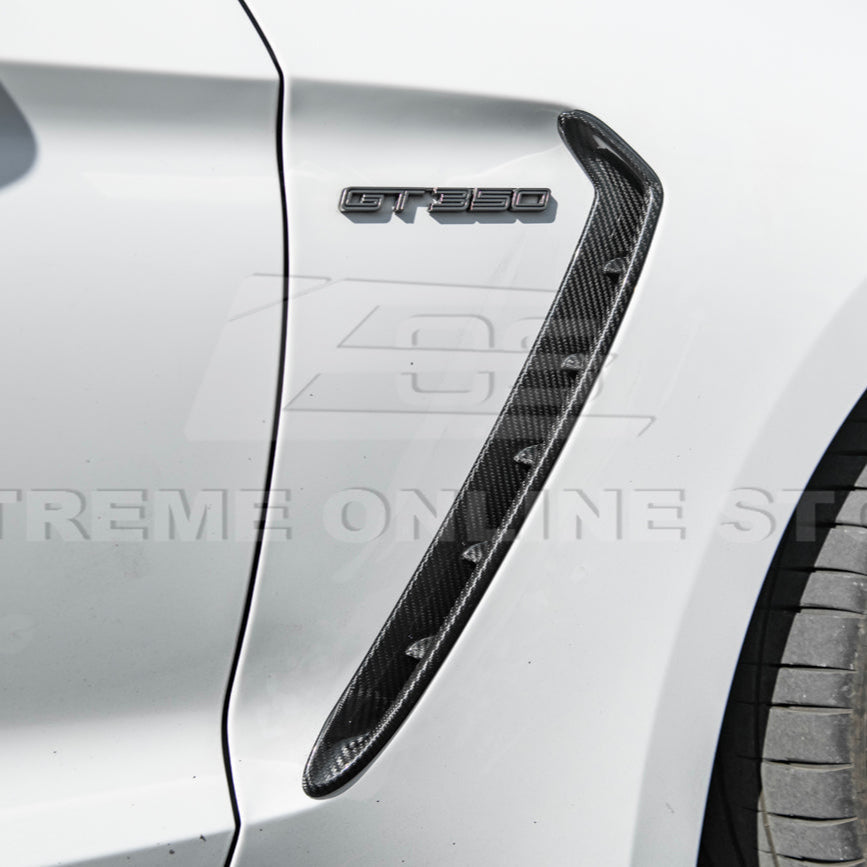 2015-20 Ford Mustang DRY Carbon Fiber Front Side Fender Vent Cover image 8