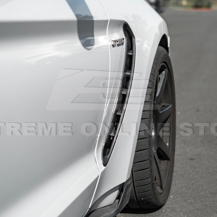 2015-20 Ford Mustang DRY Carbon Fiber Front Side Fender Vent Cover image 12