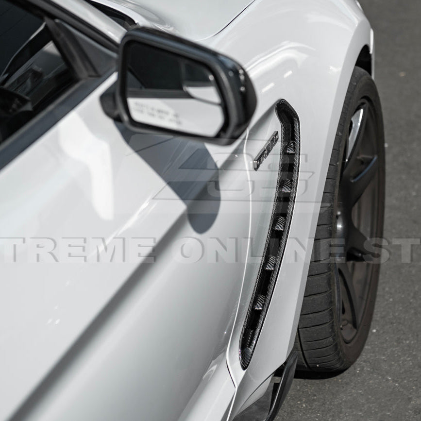 2015-20 Ford Mustang DRY Carbon Fiber Front Side Fender Vent Cover image 5