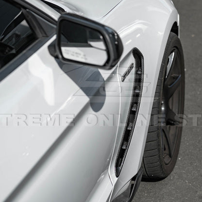 2015-20 Ford Mustang DRY Carbon Fiber Front Side Fender Vent Cover image 5
