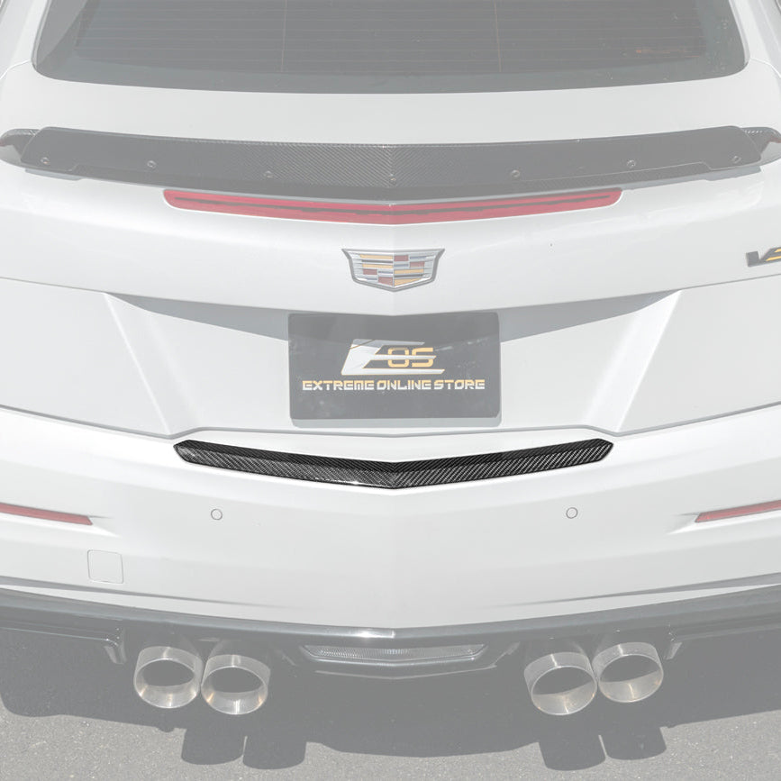 2015-19 Cadillac ATS ATS-V Coupe DRY CARBON FIBER Rear Trunk Applique Insert Trim image 1