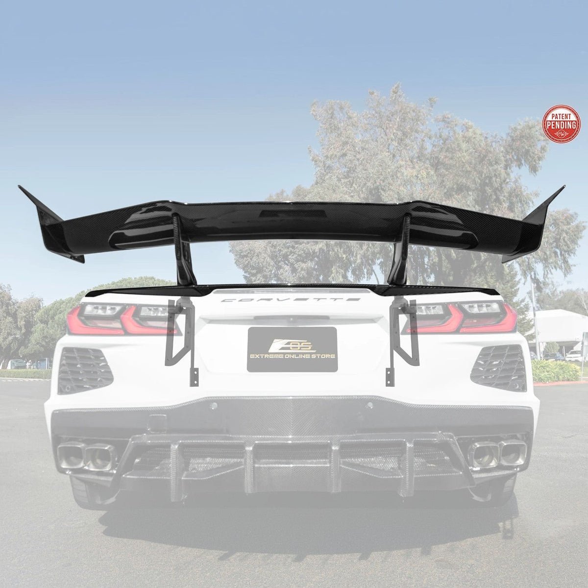 Corvette C8 ZR1 Style DRY CARBON FIBER Rear High Wing Spoiler Bracket image 39