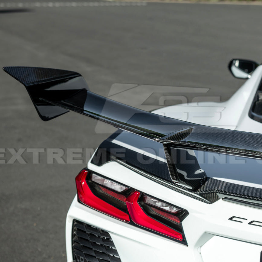 Corvette C8 ZR1 Style DRY CARBON FIBER Rear High Wing Spoiler Bracket image 48