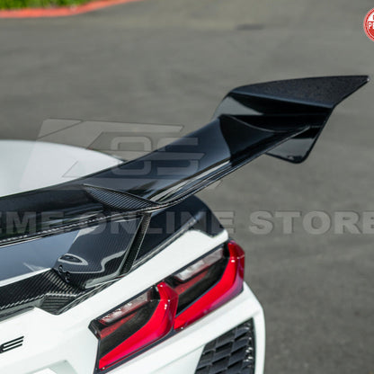 Corvette C8 ZR1 Style DRY CARBON FIBER Rear High Wing Spoiler Bracket image 50