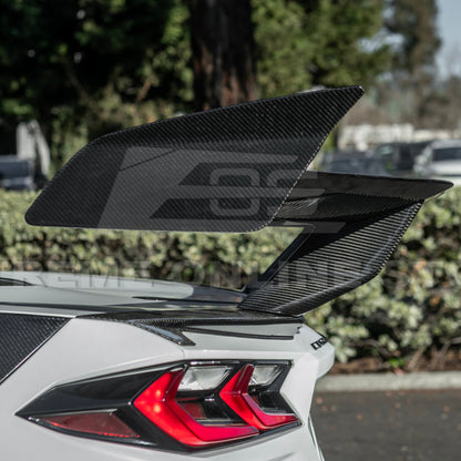 Corvette C8 ZR1 Style DRY CARBON FIBER Rear High Wing Spoiler Bracket image 47