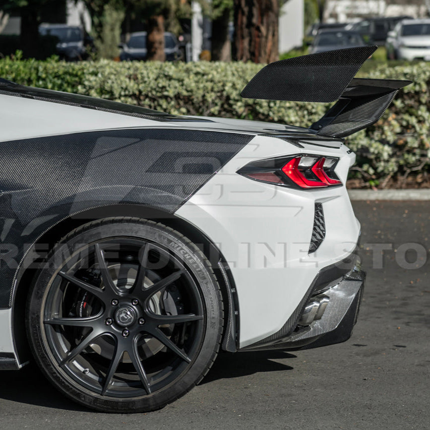 Corvette C8 ZR1 Style DRY CARBON FIBER Rear High Wing Spoiler Bracket image 46