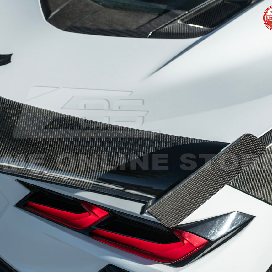 Corvette C8 ZR1 Style DRY CARBON FIBER Rear High Wing Spoiler Bracket image 62