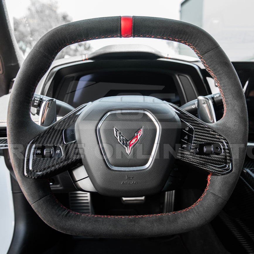 Corvette C8 DRY CARBON FIBER Steering Wheel Trim Cover image 4