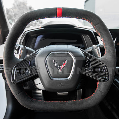 Corvette C8 DRY CARBON FIBER Steering Wheel Trim Cover image 4