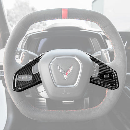 Corvette C8 DRY CARBON FIBER Steering Wheel Trim Cover image 1