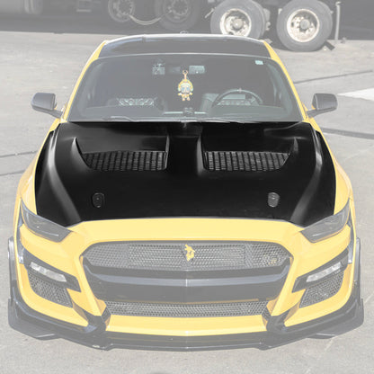 2015-17 Ford Mustang | S650 GTD Style Aluminum Front Hood Vented Cover image 1
