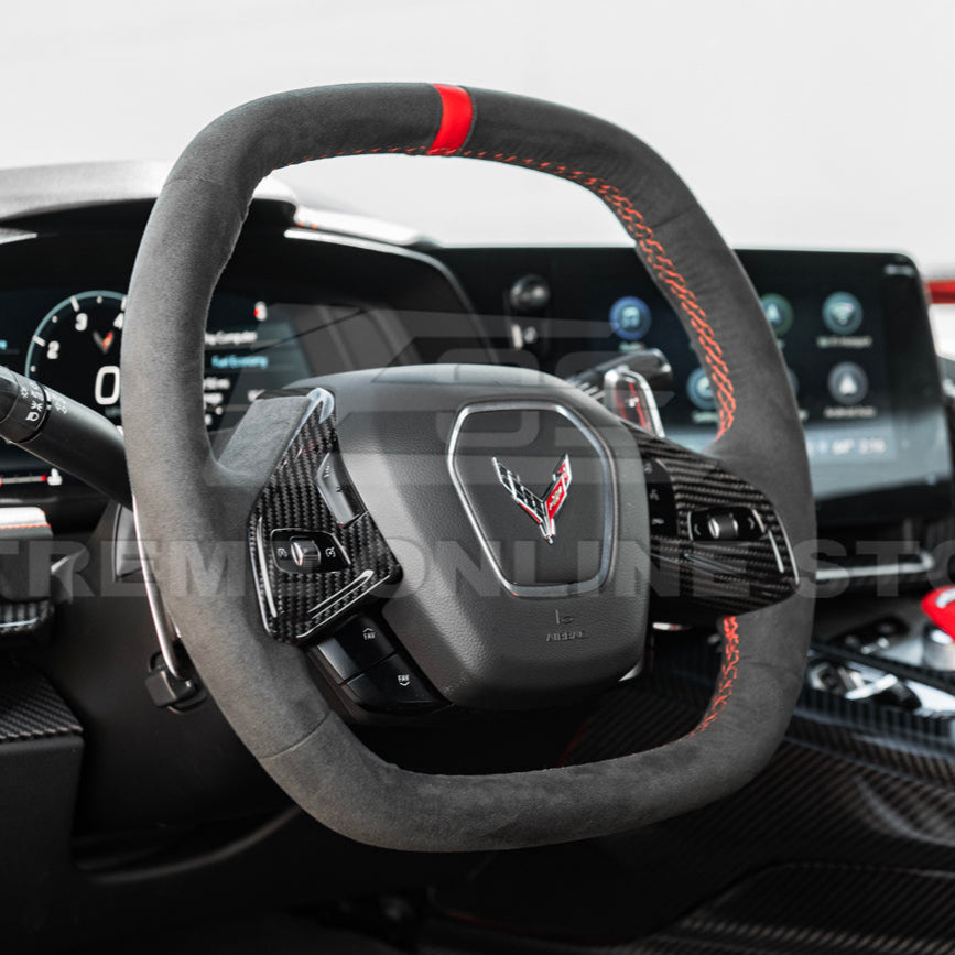 Corvette C8 DRY CARBON FIBER Steering Wheel Trim Cover image 5