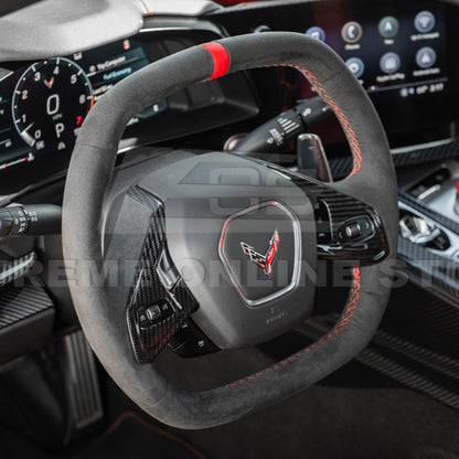 Corvette C8 DRY CARBON FIBER Steering Wheel Trim Cover image 6