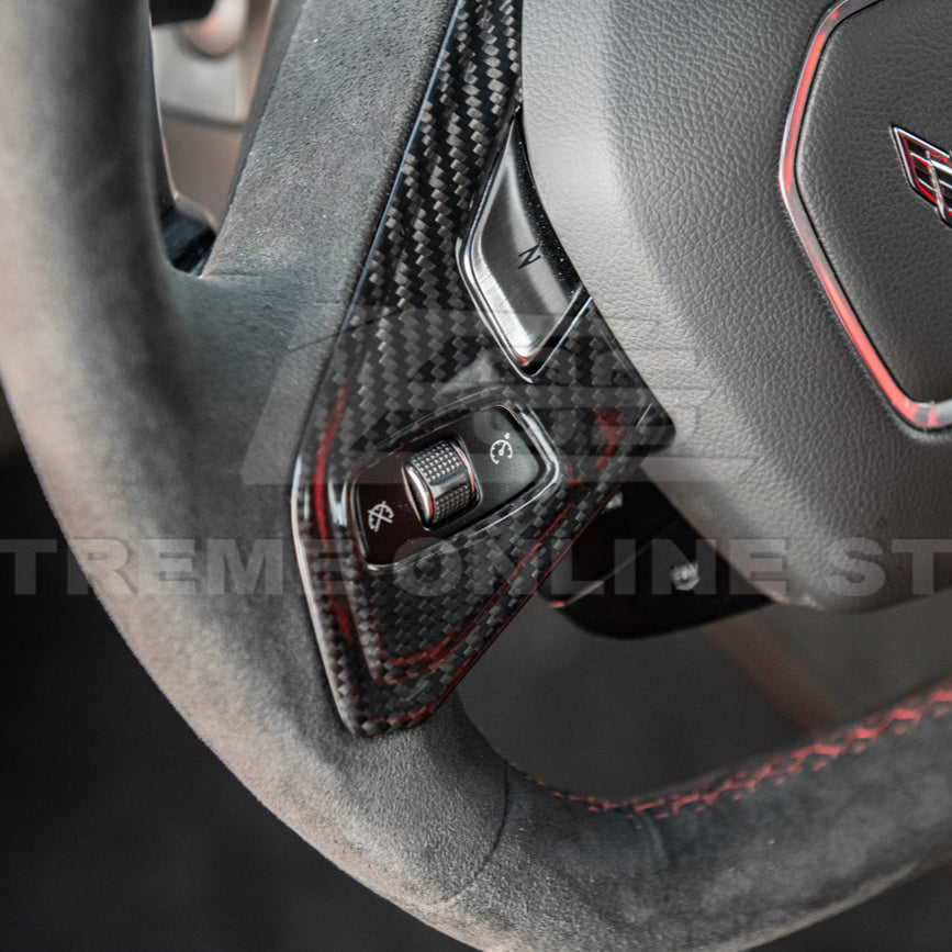 Corvette C8 DRY CARBON FIBER Steering Wheel Trim Cover image 11