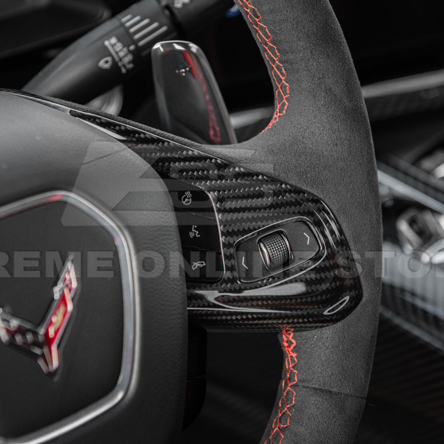 Corvette C8 DRY CARBON FIBER Steering Wheel Trim Cover image 12