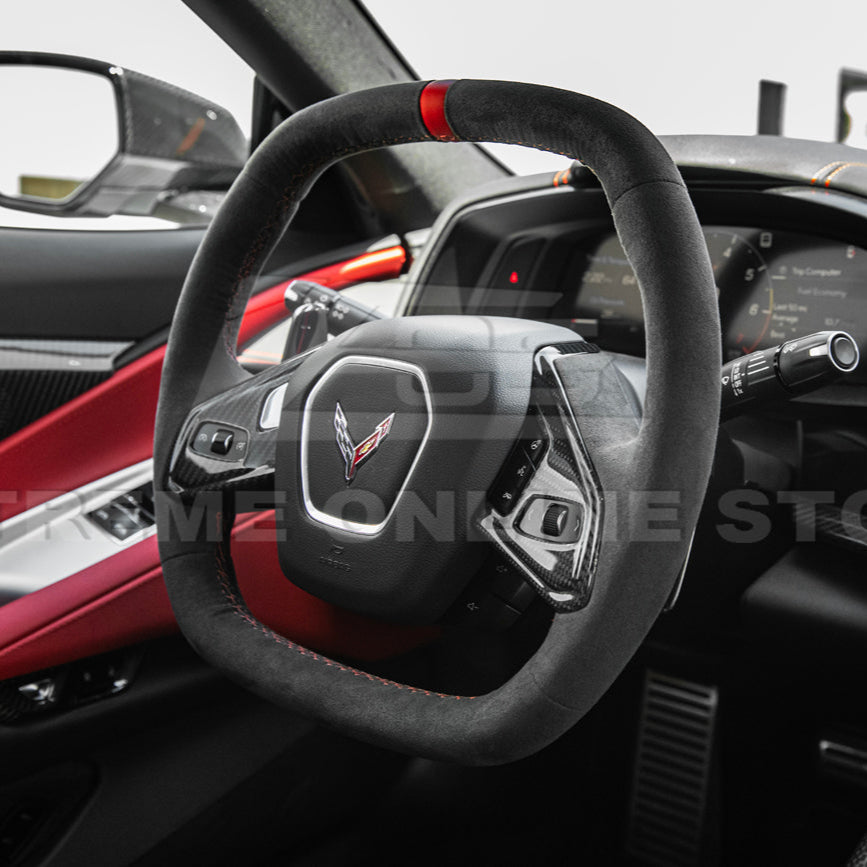 Corvette C8 DRY CARBON FIBER Steering Wheel Trim Cover image 7