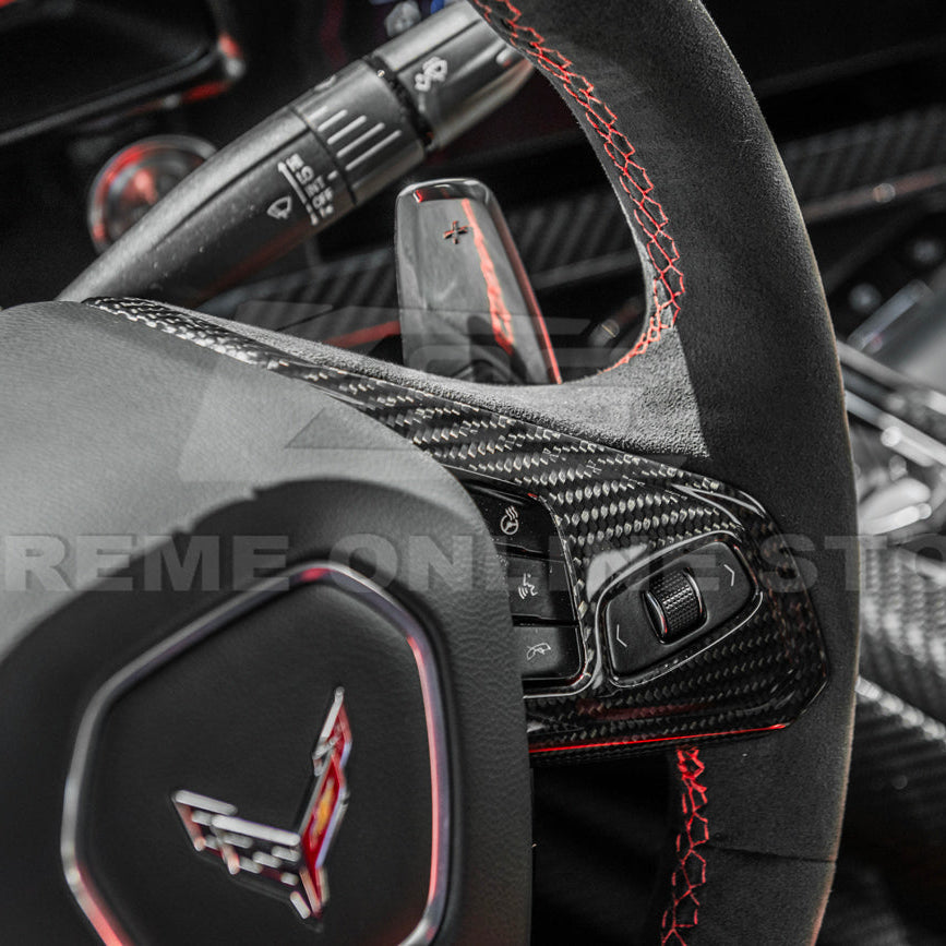 Corvette C8 DRY CARBON FIBER Steering Wheel Trim Cover image 14