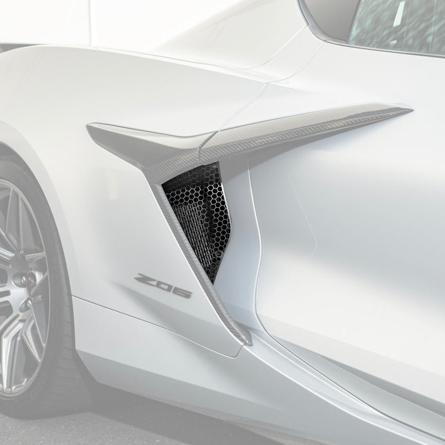 Corvette C8 Z06 Aluminum Black Rear Side Intake Mesh Grille Inserts image 3