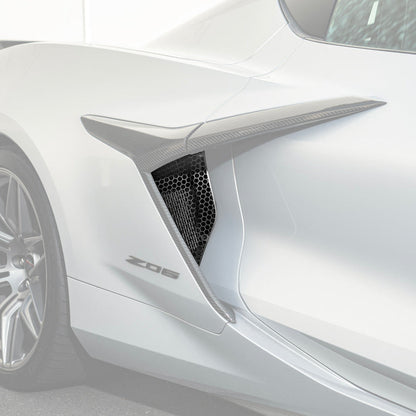 Corvette C8 Z06 Aluminum Black Rear Side Intake Mesh Grille Inserts image 3