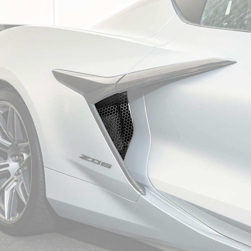 Corvette C8 Z06 Aluminum Black Rear Side Intake Mesh Grille Inserts image 1