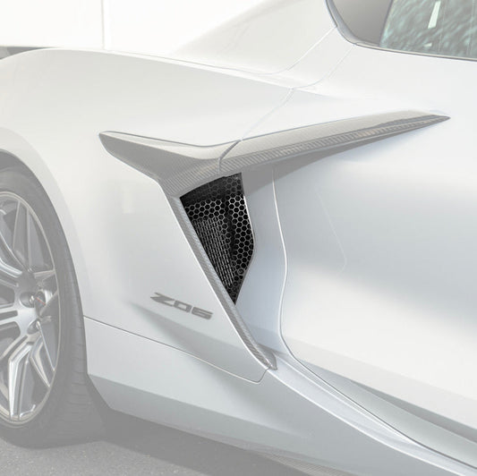 Corvette C8 Z06 Aluminum Black Rear Side Intake Mesh Grille Inserts image 1