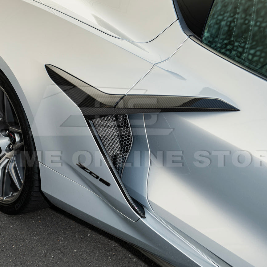 Corvette C8 Z06 Aluminum Black Rear Side Intake Mesh Grille Inserts image 7