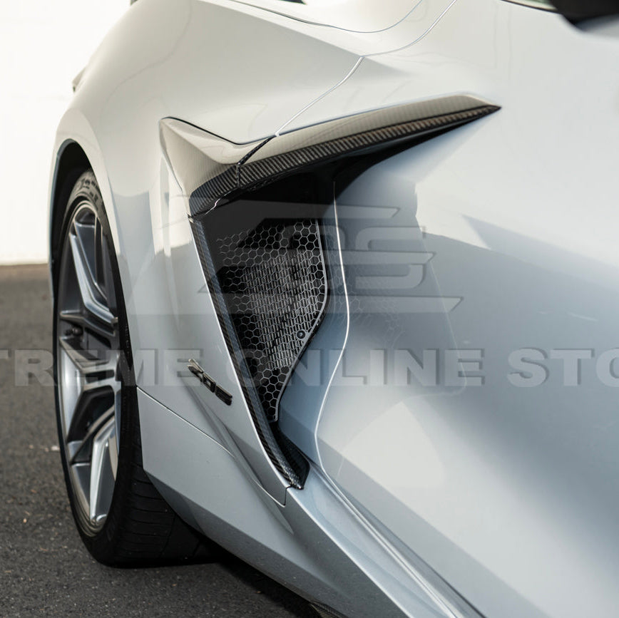 Corvette C8 Z06 Aluminum Black Rear Side Intake Mesh Grille Inserts image 8
