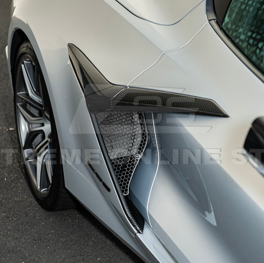 Corvette C8 Z06 Aluminum Black Rear Side Intake Mesh Grille Inserts image 9