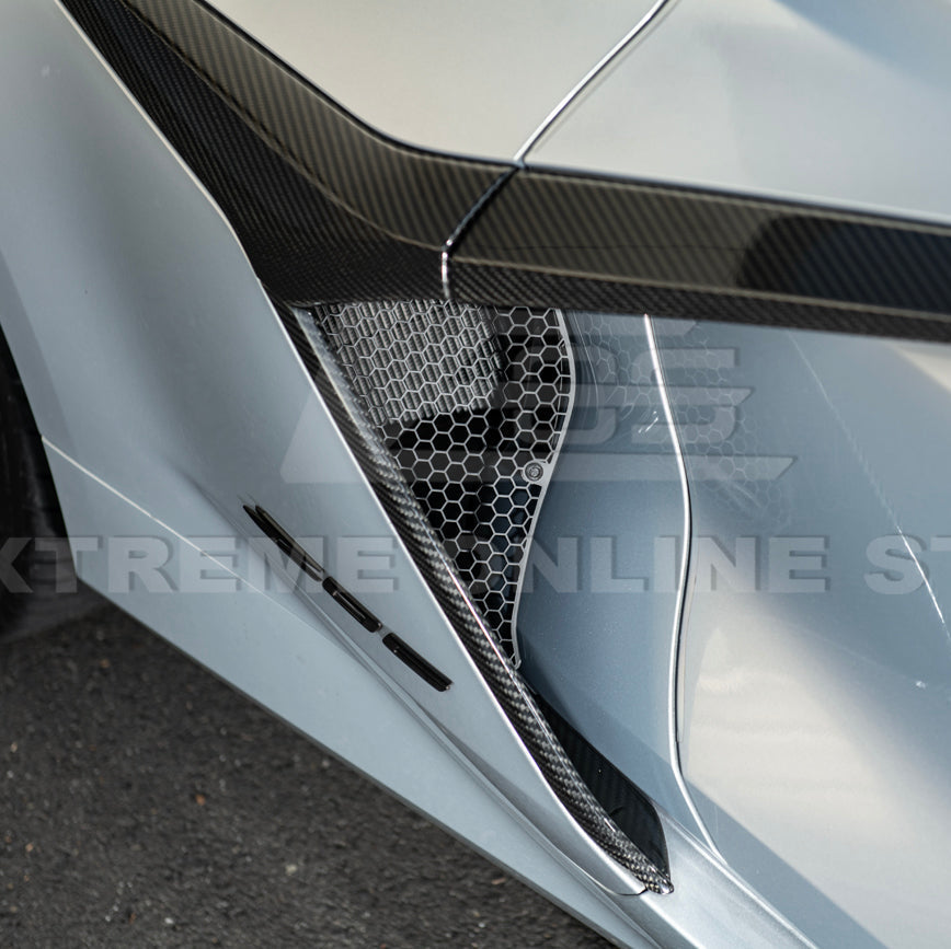Corvette C8 Z06 Aluminum Black Rear Side Intake Mesh Grille Inserts image 14