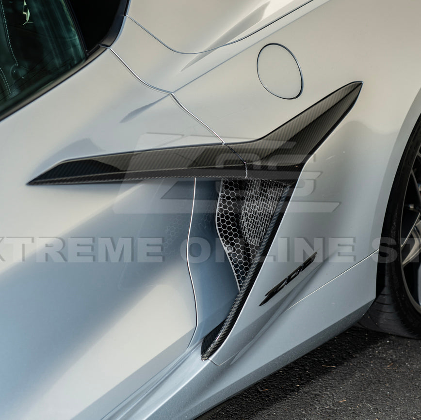 Corvette C8 Z06 Aluminum Black Rear Side Intake Mesh Grille Inserts image 10