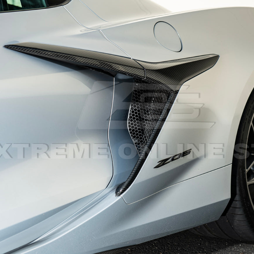 Corvette C8 Z06 Aluminum Black Rear Side Intake Mesh Grille Inserts image 11