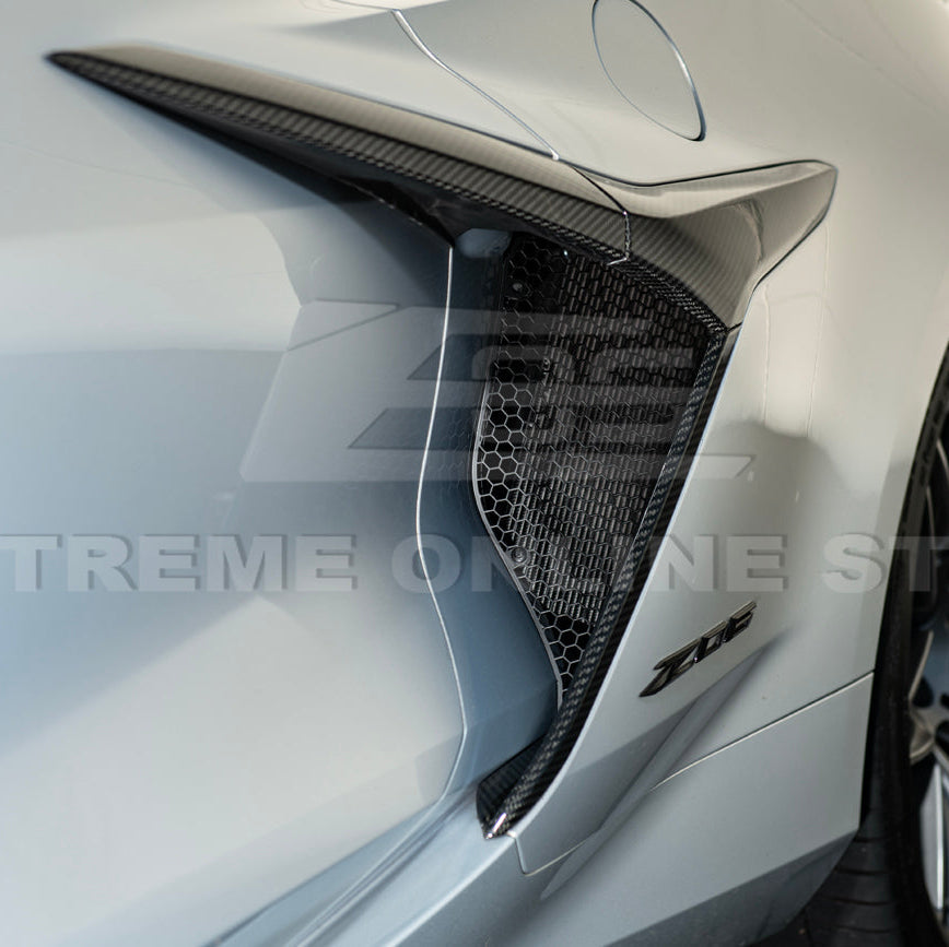 Corvette C8 Z06 Aluminum Black Rear Side Intake Mesh Grille Inserts image 12