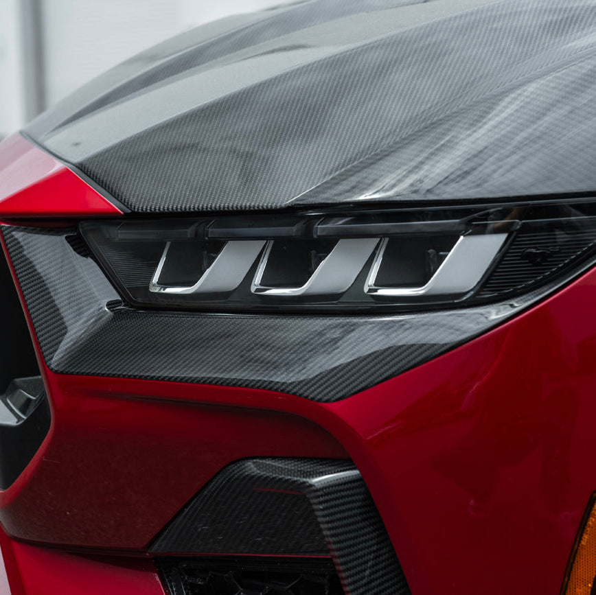 2024-Up Ford Mustang GT | Dry Carbon Fiber Overlay Headlight Eyebrow image 9