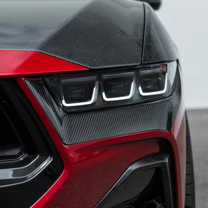 2024-Up Ford Mustang GT | Dry Carbon Fiber Overlay Headlight Eyebrow image 11