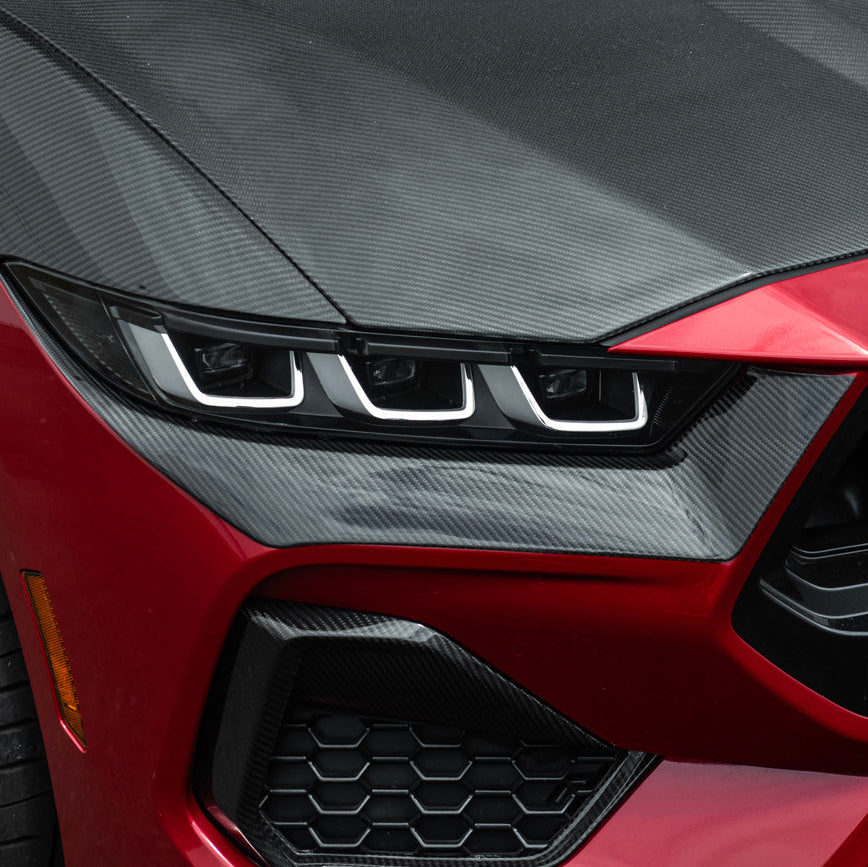 2024-Up Ford Mustang GT | Dry Carbon Fiber Overlay Headlight Eyebrow image 12