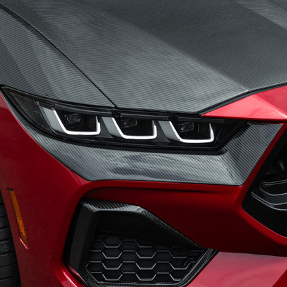 2024-Up Ford Mustang GT | Dry Carbon Fiber Overlay Headlight Eyebrow image 12
